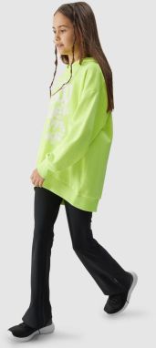 Girls' sweatshirt without fastening and with hood 4F - yellow