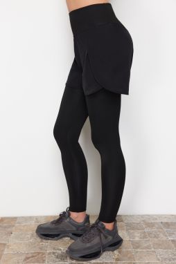 Trendyol Black 2-Layer Shorts Detailed Full Length Knitted Sports Leggings