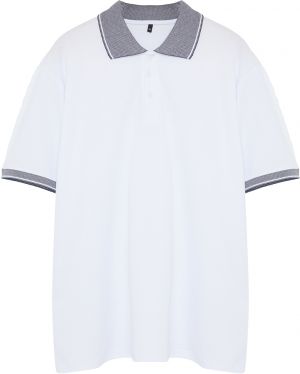 Trendyol White Large Size Regular/Normal Cut Polo Neck T-Shirt