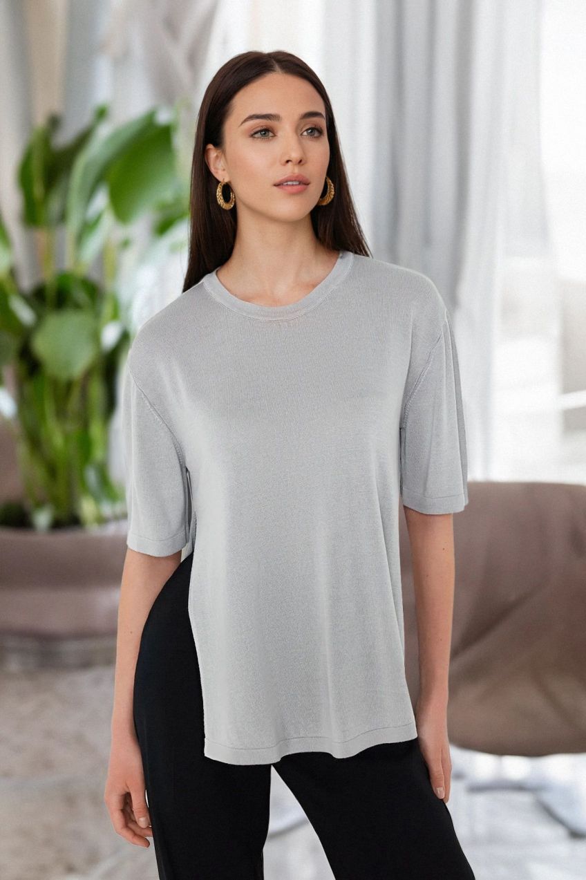 Trendyol Gray Short Sleeve Knitwear Sweater