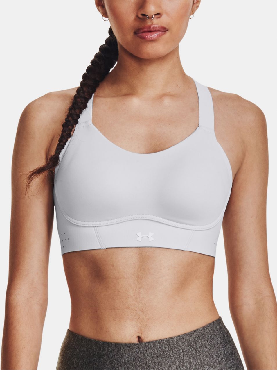 Svetlosivá dámska športová podprsenka Under Armour UA Uplift High-GRY