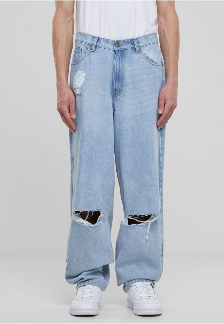 Men's Heavy Ounce Knee Cut Baggy Jeans Blue