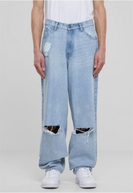 Men's Heavy Ounce Knee Cut Baggy Jeans Blue