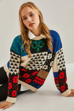Bianco Lucci Women's Multi Patterned Knitwear Sweater