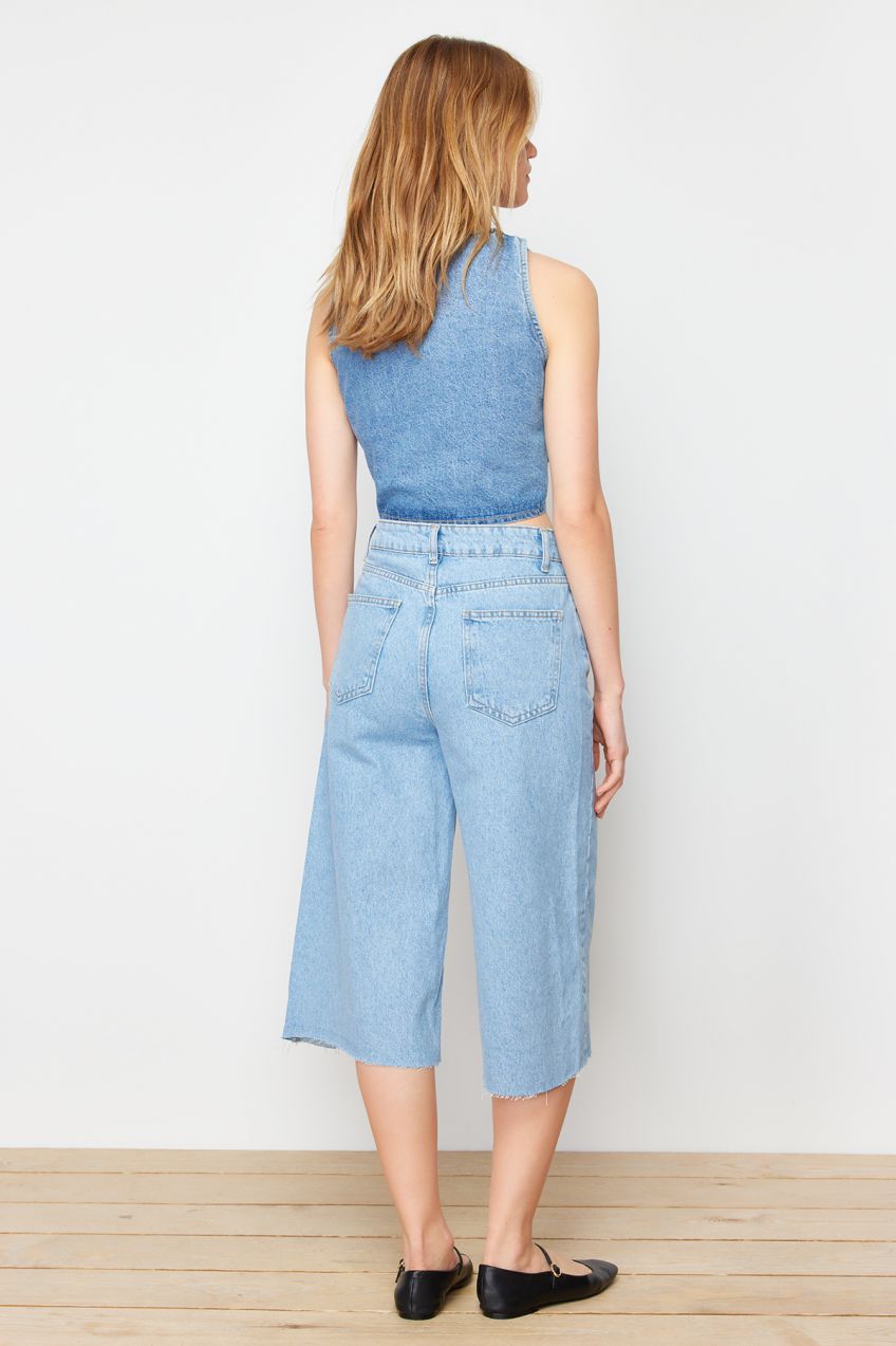 Trendyol Blue More Sustainable High Waist Denim Bermuda
