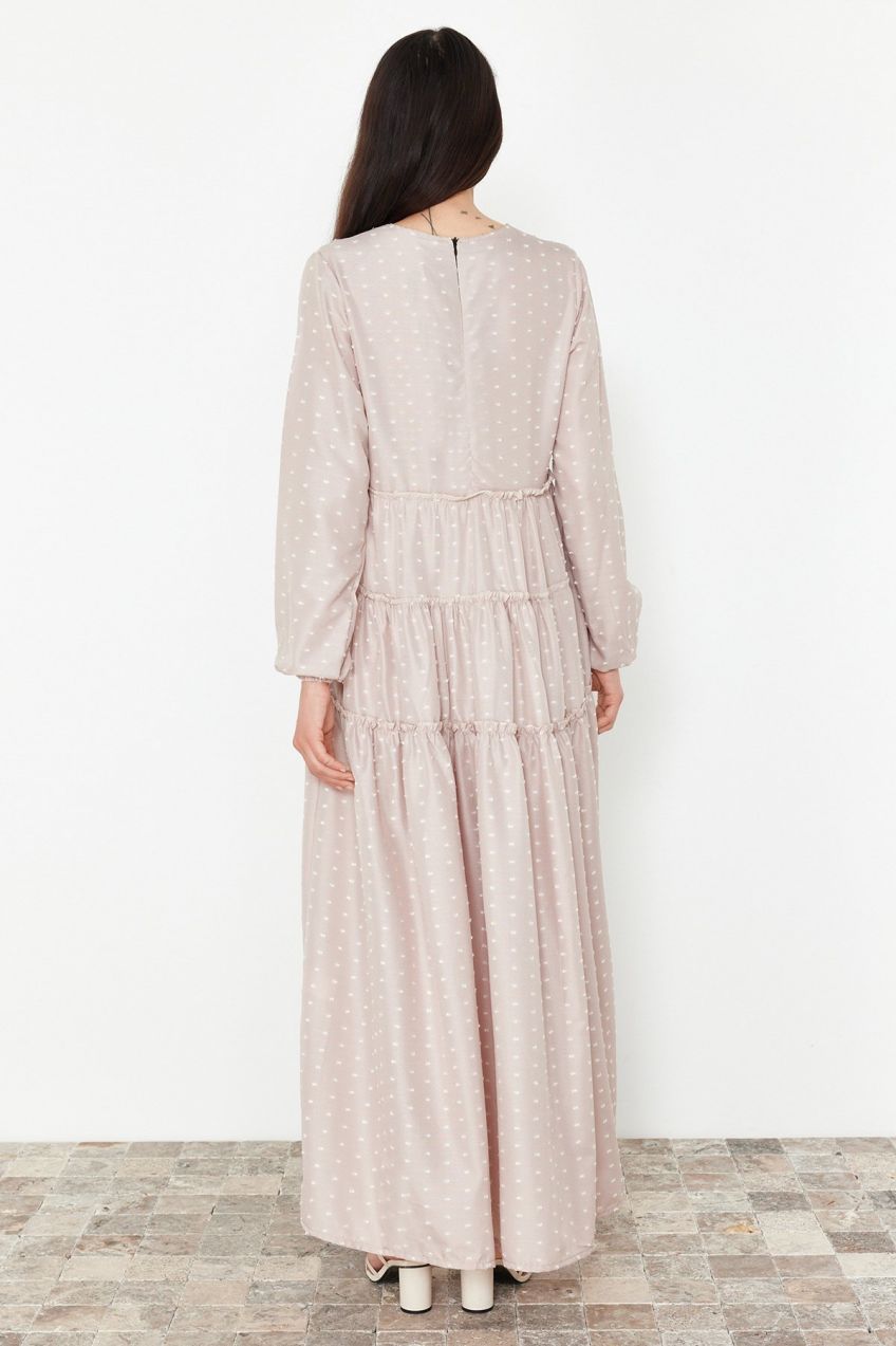 Trendyol Beige Polka Dot Patterned Woven Dress