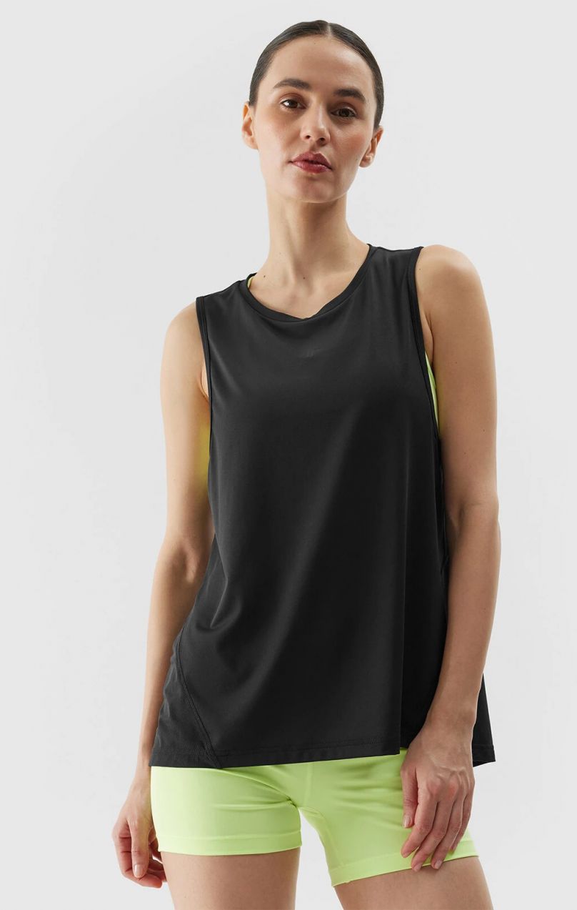 Women's sports top made of recycled 4F materials - black