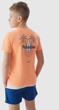 Boys' T-shirt with 4F print - orange