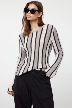 Trendyol Ecru Cotton Color Block Fine Knitwear Sweater