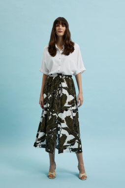 Women's midi skirt MOODO with pattern - khaki/black