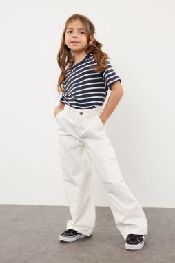 Trendyol White Girl Cargo Pocket Woven Pants