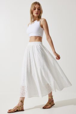 Happiness İstanbul Women's White Scalloped Princess Skirt