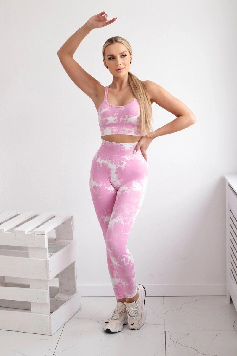 Women's Fitness Set Top + Push Up Leggings - Light Pink/Eco