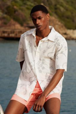 DEFACTO Regular Fit Cotton Printed Short Sleeve Shirt