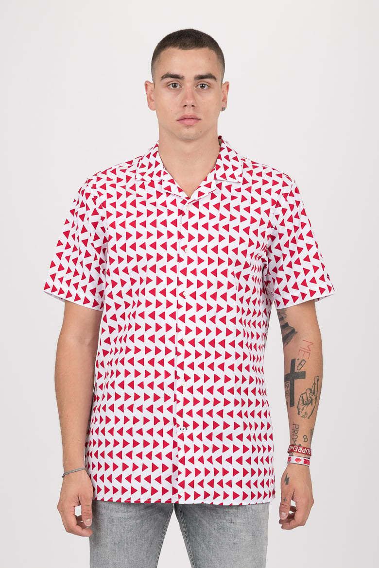 Košeľa - TOMMY HILFIGER BOLD GEO PRINT SHIRT S/S bielo-červená