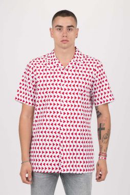 Košeľa - TOMMY HILFIGER BOLD GEO PRINT SHIRT S/S bielo-červená