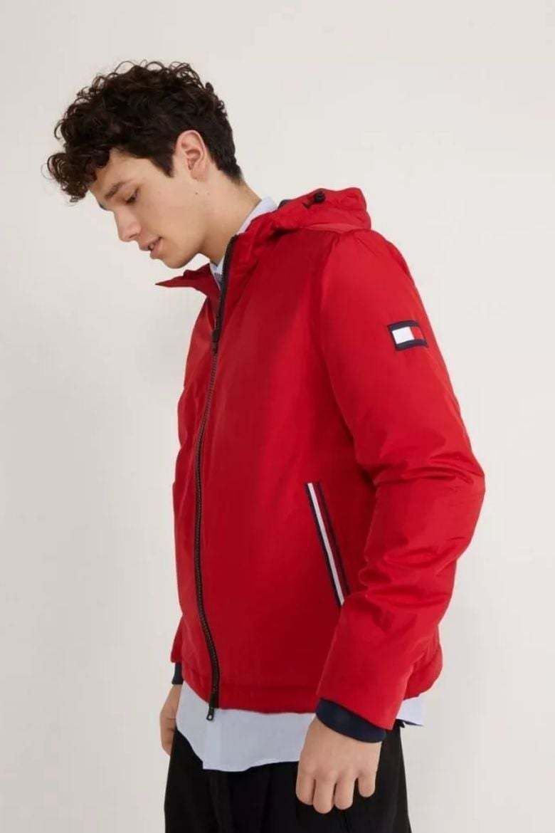 Tommy Hilfiger Bunda - HOODED PADDED JACKET červená