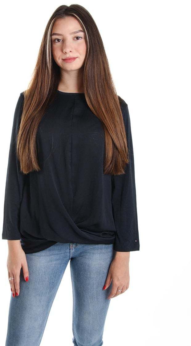 Tommy Hilfiger Top - LEE C-NK TOP 3/4 SLV tmavomodrý