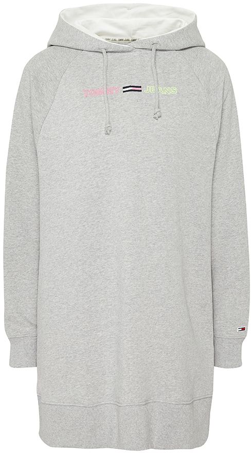 Tommy Jeans Šaty - TJW LOGO HOODIE DRESS sivé