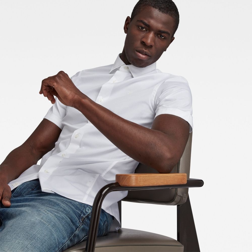 G-STAR Košeľa - Dressed super slim shirt s\s biela
