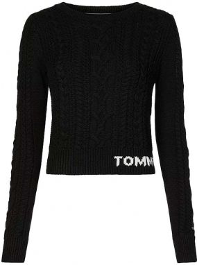 Tommy Jeans Sveter - TJW CABLE SWEATER čierny