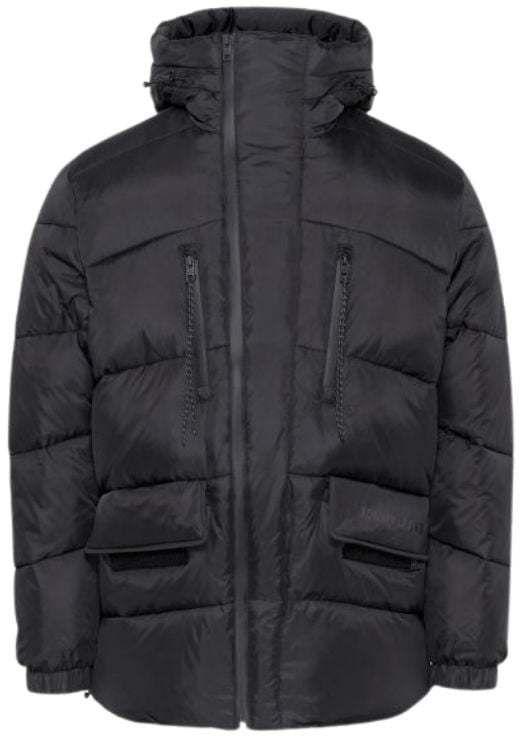 Tommy Jeans Bunda - TJM ASYMMETRIC ZIP PUFFER čierna