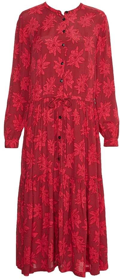 Tommy Hilfiger Šaty - VIS CREPE MIDI SHIFT DRESS LS ružové