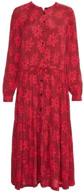 Tommy Hilfiger Šaty - VIS CREPE MIDI SHIFT DRESS LS ružové