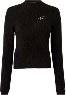 Tommy Jeans Rolák - TJW SIGNATURE  RIB TURTLENECK čierny