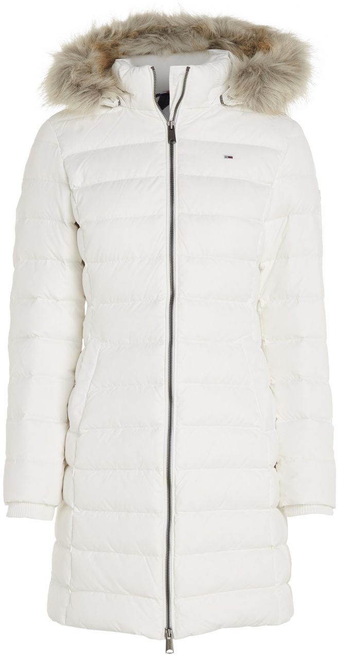 Tommy Jeans Bunda - TJW ESSENTIAL HOODED biela