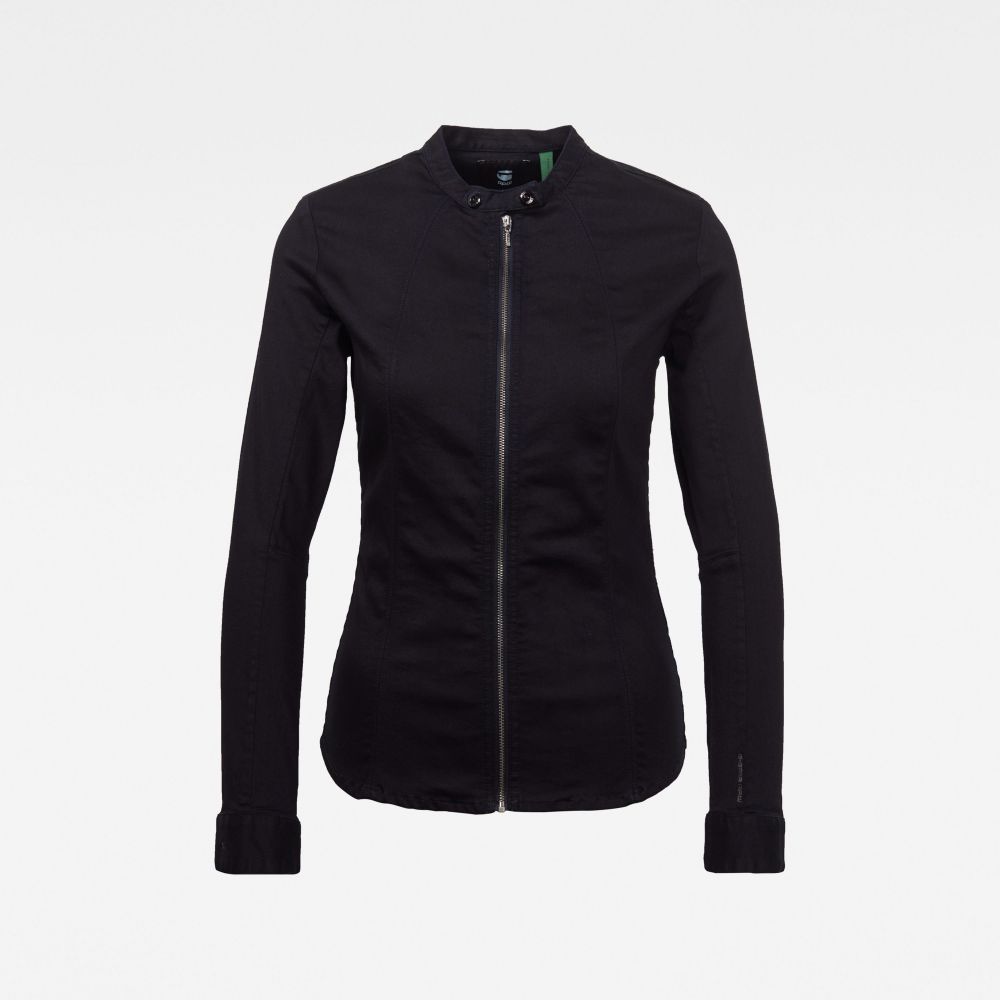 G-STAR Košeľa - Lynn slim shirt wmn l\s tmavomodro-čierna