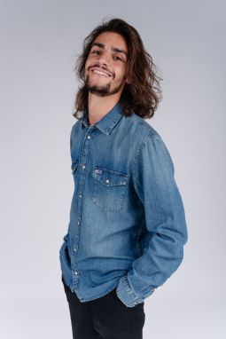 Tommy Jeans Košeľa - TJM WESTERN DENIM SHIRT modrá