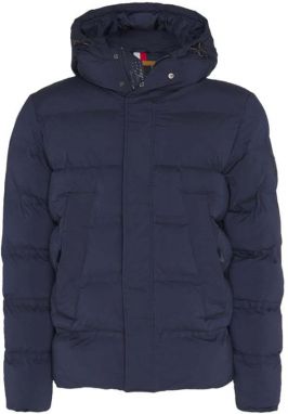 Tommy Hilfiger Bunda - HOODED STRETCH BOMBER modrá
