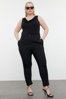 Trendyol Curve Black Carrot High Waist Polyviscon Woven Plus Size Fabric Trousers
