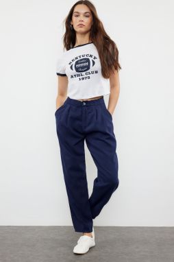 Trendyol Navy Blue Elastic Waist High Waist Balloon Jeans