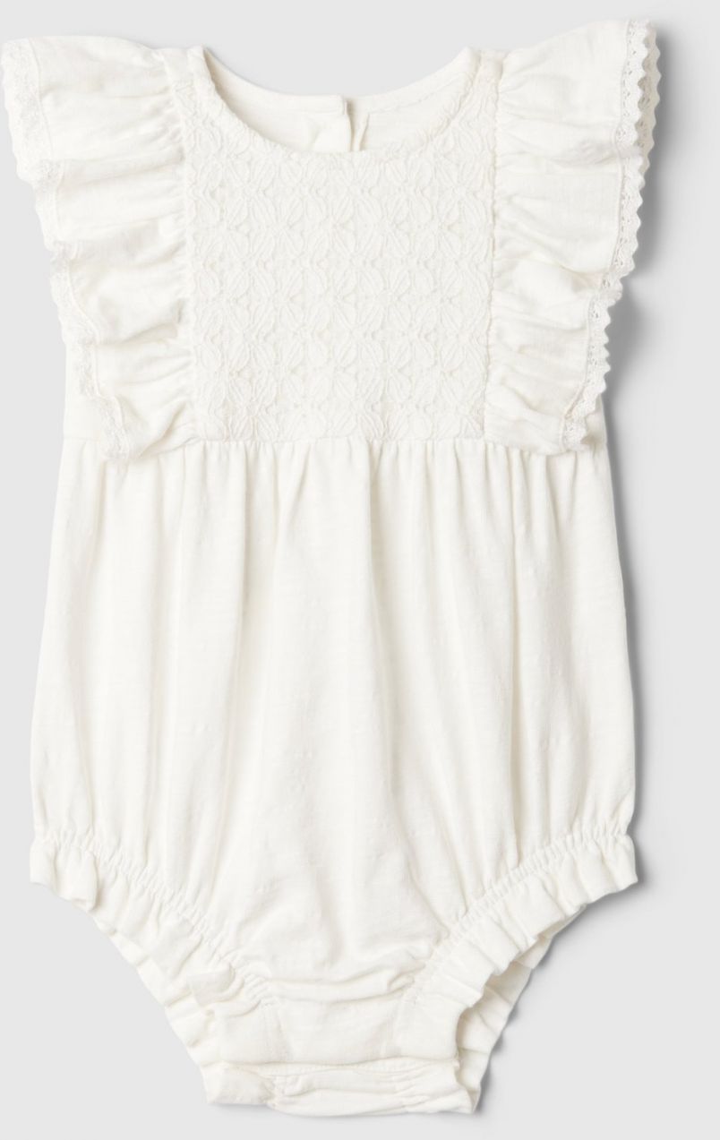Biele dievčenské baby bavlnené body GAP