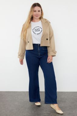 Trendyol Curve Dark Blue High Waist Wide Leg Plus Size Jeans