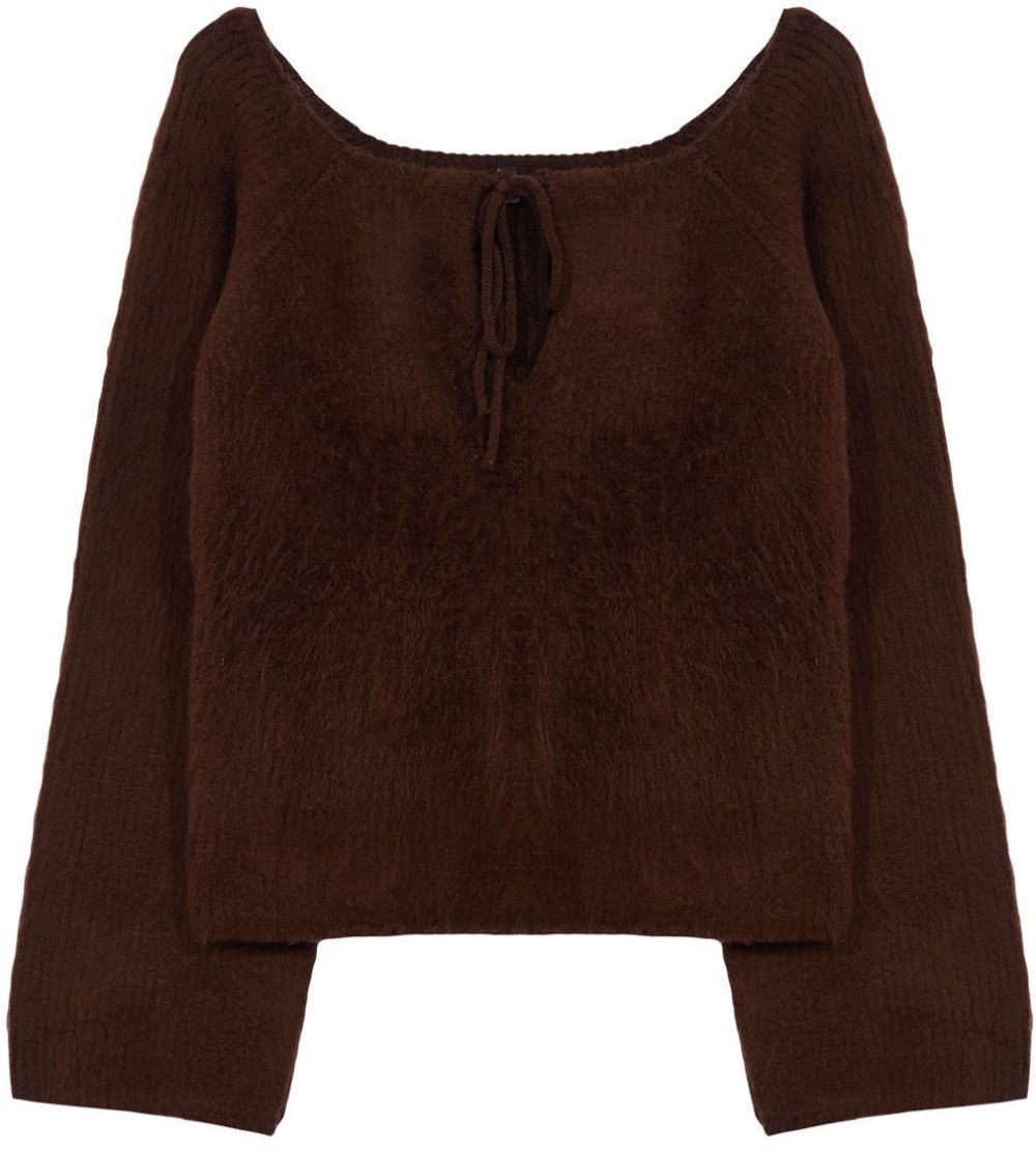 Trendyol Limited Edition Brown Soft Texture Boat Neck Knit Sweater