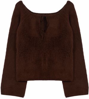 Trendyol Limited Edition Brown Soft Texture Boat Neck Knit Sweater