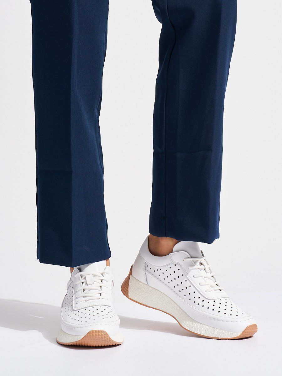 Leather openwork sports shoes white by Sergio Leone
