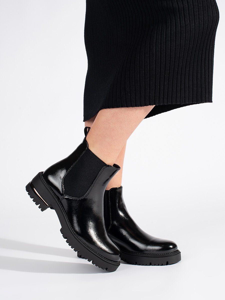 Lacquered women's platform ankle boots by Sergio Leone