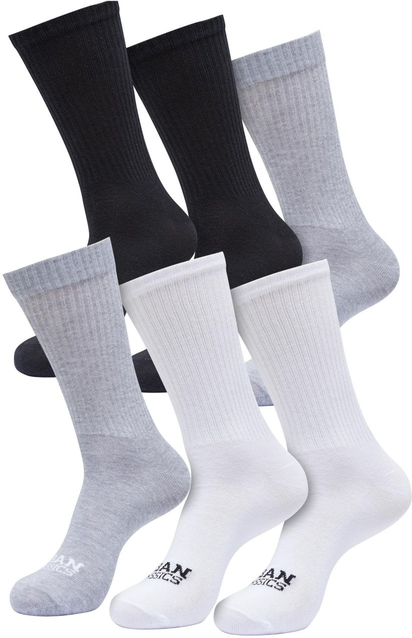 Basic socks 6-pack black+black+white+white+grey melange+grey melange
