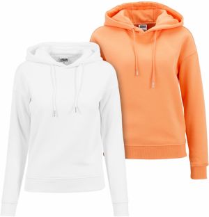 Women's hoodie 2 pcs white+papaya
