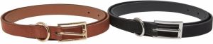 Slim synthetic velour leather belt 2 pcs black/silver + brown/gold