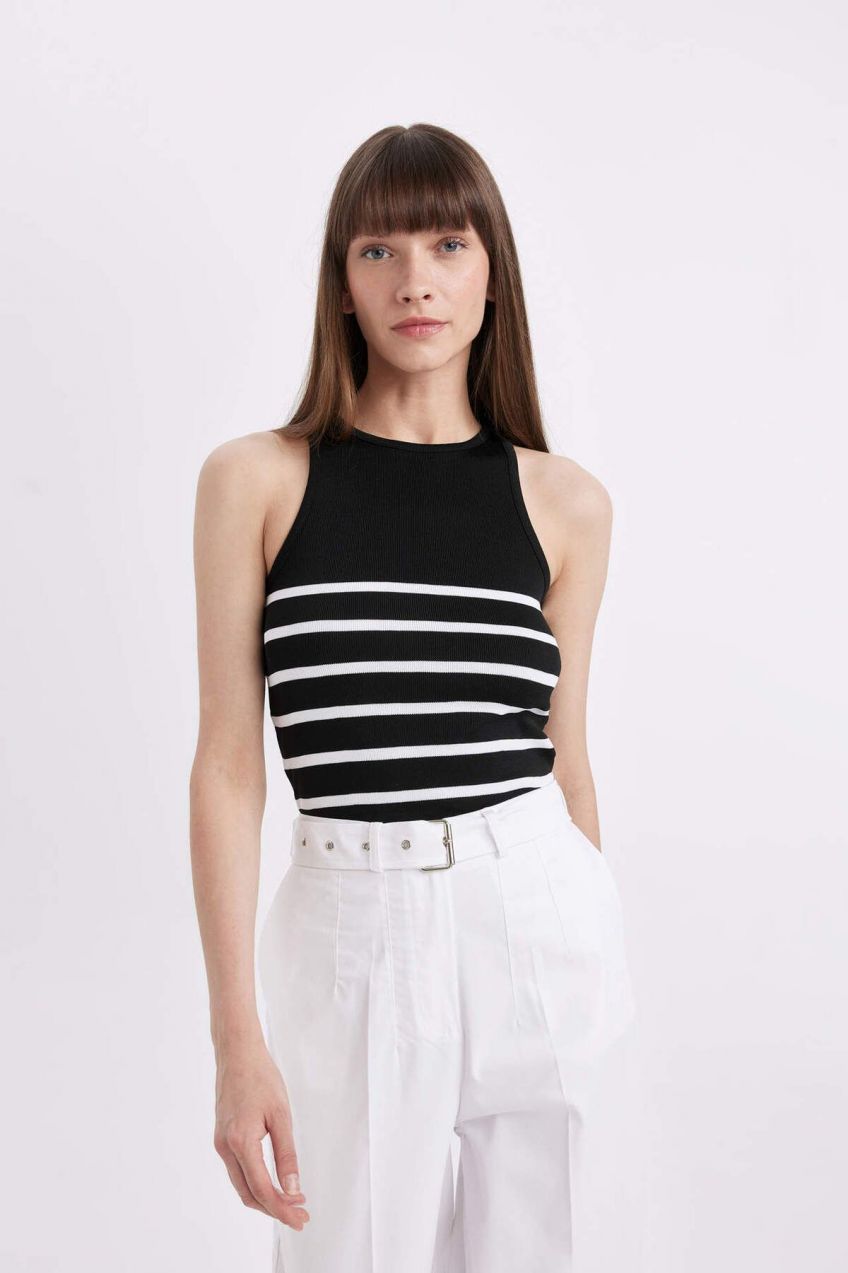 DEFACTO Fitted Crew Neck Striped Knitwear Athlete