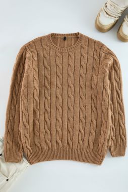 Trendyol Camel Unisex Crew Neck Hair Knit Sweater