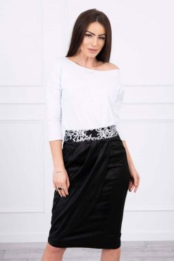 Skirt with sequins at the waist black