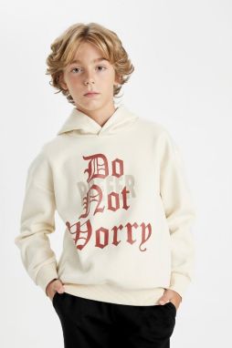 DEFACTO Boy Oversize Fit Hooded Printed Thick Sweatshirt