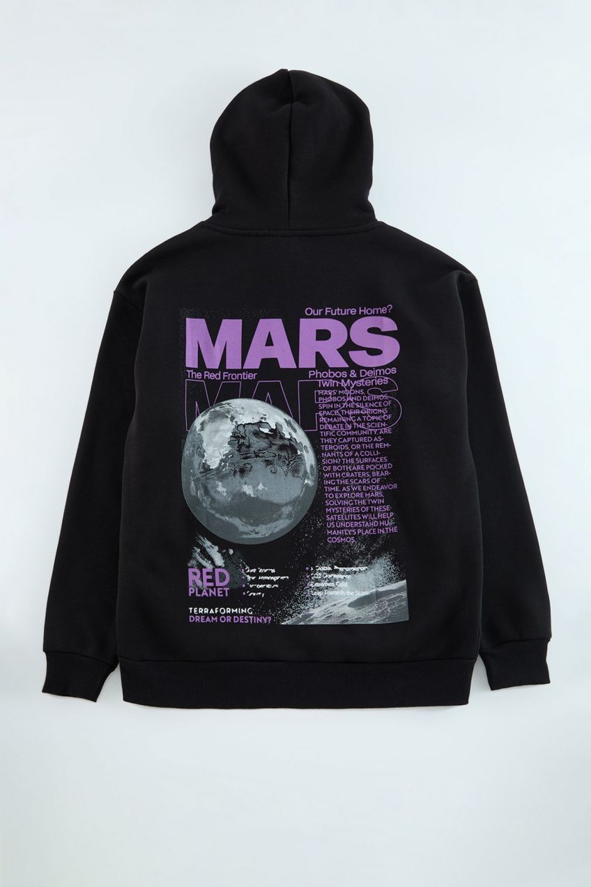 Trendyol Black Oversize/Wide Cut Back Printed Sweatshirt