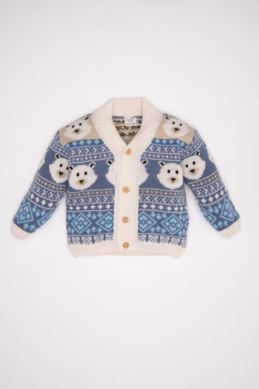 DEFACTO Baby Boy Patterned Knitted Cardigan